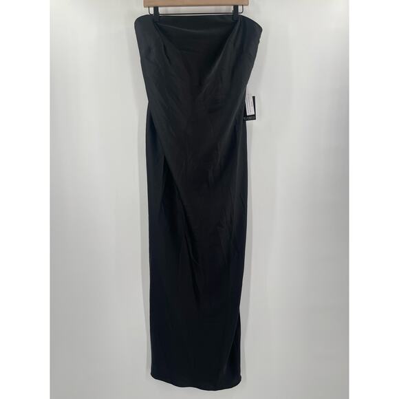 ELOQUII Dress Size 14 Satin Tube Maxi Black Cocktail Evening Formal Wedding NWT - Picture 13 of 13